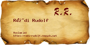Rádi Rudolf névjegykártya
